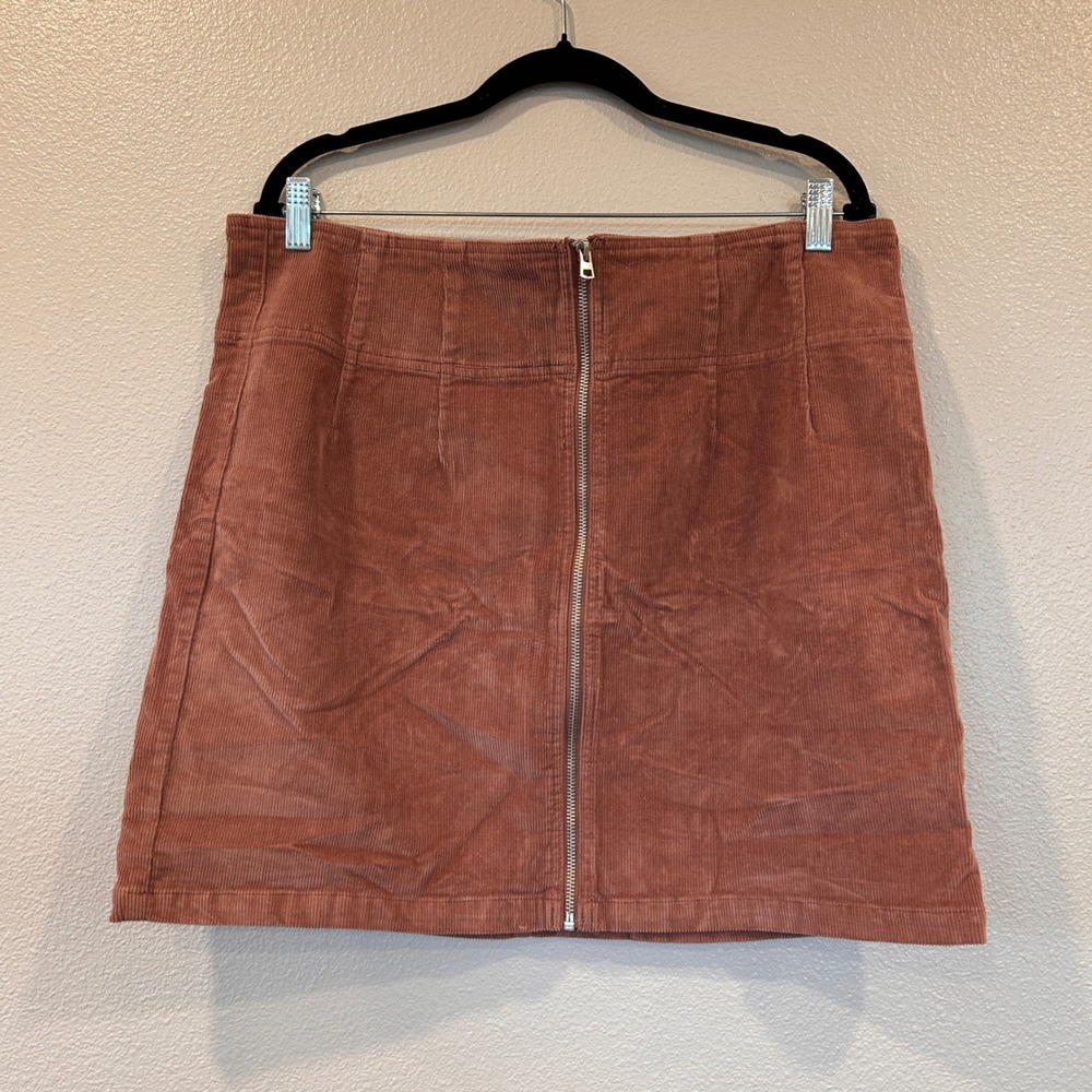 Wild Fable Mauve Corduroy Mini Skirt Front Zip‎ A-Line Plus Size 16 VN1299629